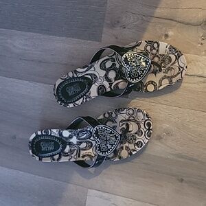 Coach Poppy Sophie Sandals Black Size 8M Black and White